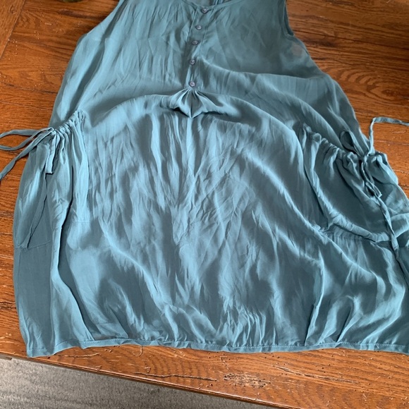 Monoreno for Anthropologie Sheer Tunic Tank Dress Women’s Blue Pockets Sz Large - Picture 8 of 12